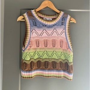 zara multicolor sweater vest